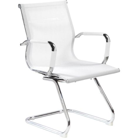 Sedia Balvano, Seduta sala da attesa per ufficio con braccioli, Seduta ergonomica da attesa, 62x54h89 cm, Bianco