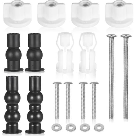 ZHIJIA PREMIUM Kit de fixation abattant WC 4 vis avec raccords caoutchouc expansibles boulons ancrage (1/4)
