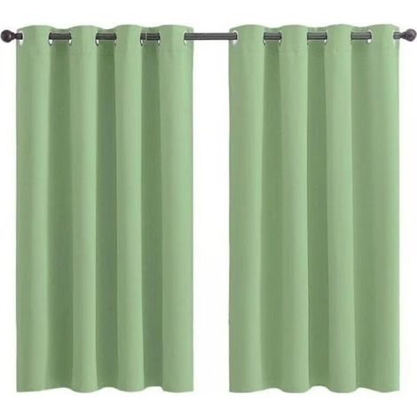 Ensemble de 2 Panneaux de Rideaux Courts à Oeillets - Occultant Isolant Thermique Vert Sauge - pour Chambre, Cuisine, Salle de Bain 28x36 Pouces (K30)