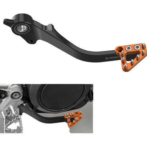 Pedal de freno, diseño antideslizante, posición ajustable, color naranja (2019-2025) (1/2)
