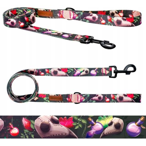 Correa clásica para pasear a un perro grande 20 kg 180 cm Estampado Ukory CON CALAVERAS (1/5)