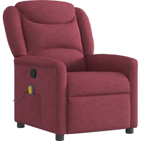 Maison Exclusive - Sillón de masaje reclinable de tela color vino