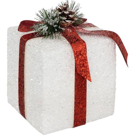 Regalo in polistirolo bianco rosso 15cm - Feeric lights & christmas
