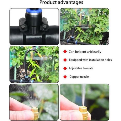 Système Arrosage Automatique 360°, Courbe Économe Eau Brumisation, Jardin Pelouse Serre, Irrigation Extérieur (1/4)