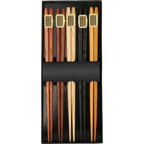 Lot de 5 paires baguettes, bois de jujubier naturel, conception antidérapante, longueur 22,5 cm, usage quotidien (1/5)