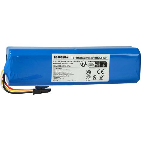 EXTENSILO Battery compatible with Eufy RoboVac L70 Hybrid, L70 Hybrid T2190G21, L70 Hybrid T2190 Home Cleaner (6800 mAh, 14.4 V, Li-Ion) (1/4)