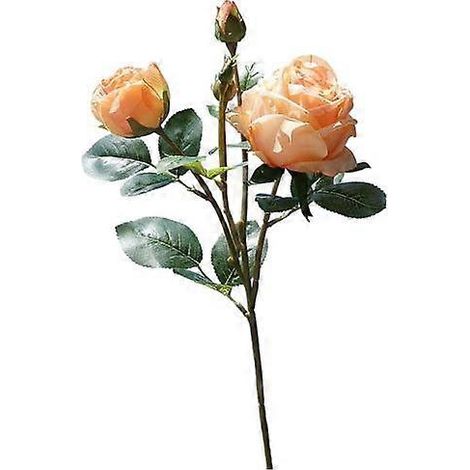 Rose artificielle avec tige et feuilles vertes, fleur réaliste pour mariage, fête, bureau ou table.Champagne (1/5)