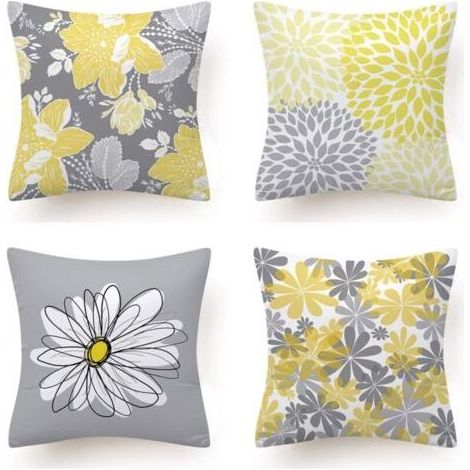 4er-Set Kissenbezüge, Blumenmuster für Sofa, Wohnzimmer, Schlafzimmer, Inneneinrichtung, 45x45cm (Gänseblümchen - 45x45) (1/5)