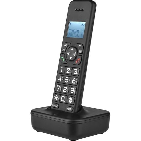 D1002B Cordless Phone with Answering Machine Caller ID/Call Waiting 1.6 inch Backlight LCD 3 Lines S-Black EU Plug-