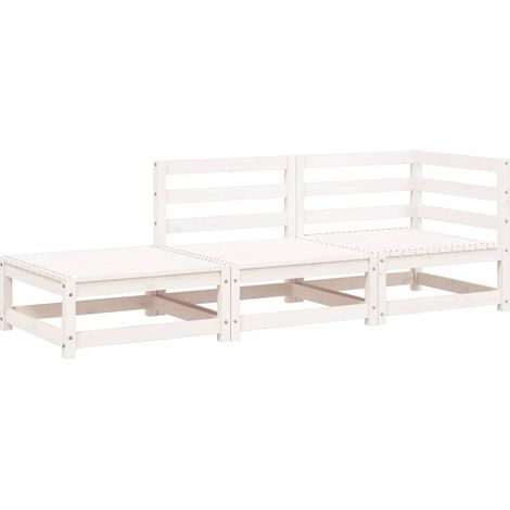 Maison Exclusive - Gartensofa mit Hocker 2-Sitzer Weiß Massivholz