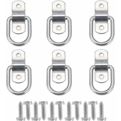 6Pcs D Anneau D'arrimage Anneau d'ancrage de Charge Ancrage de Remorque Anneau D'arrimage Forgé avec 12 Pièces Vis pour Sécuriser la Charge dans Le Camion Remorque (1/5)