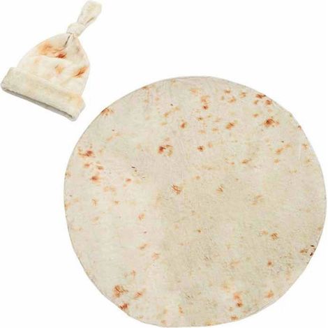 Maillot enveloppant bébé doux en fibre d'acétate, forme ronde, lange de nouveau-né avec bonnet, beige clair (1/5)