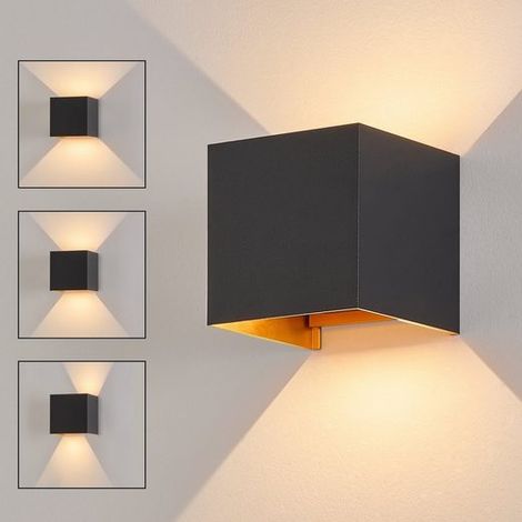 Applique murale LED Intérieur Lampe murale - GBLY Applique murale extérieure Noir Up Down Luminaires extérieurs 5W Ip65 Lampe extérieure Blanc chaud Lampe extérieure Mur Angle Spot mural extérieur