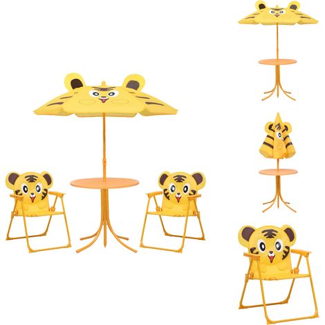 Ensemble de bistro avec parasol pour enfants 3 pcs Jaune - Meubles De Jardin - Salon De Jardin Enfant - Set De Jardin Enfant - Parasol Enfant - Table Basse Enfant (1/5)