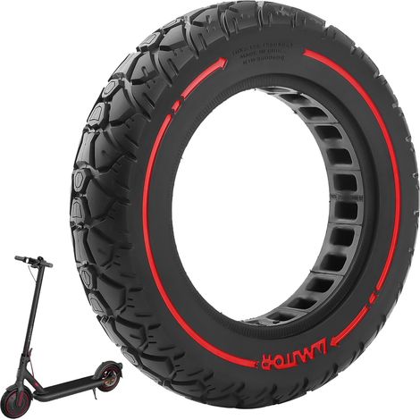 Pneu plein en caoutchouc 10 x 2,125" - 10" - 250 x 54 - Pneu de rechange pour scooter électrique - Anti-crevaison - Largeur de fente : 36 mm - Pour roues d'une largeur de 34 à 36 mm (rouge, 1 (1/5)