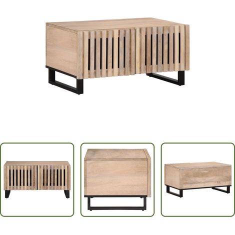 Couchtisch - Couchtisch Weiß 80x51x40 cm Massivholz Mango (1/5)