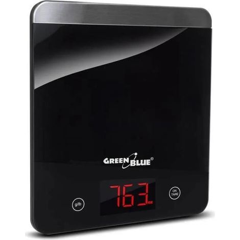 Bilancia cucina GreenBlue GB171 nera 5 kg vetro temperato