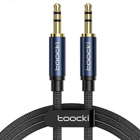 Super offre à petit prix Câble audio stéréo TOOCKI Q-YP05 3 m, prise jack 3,5 mm mâle-mâle - Bleu Glad (1/5)