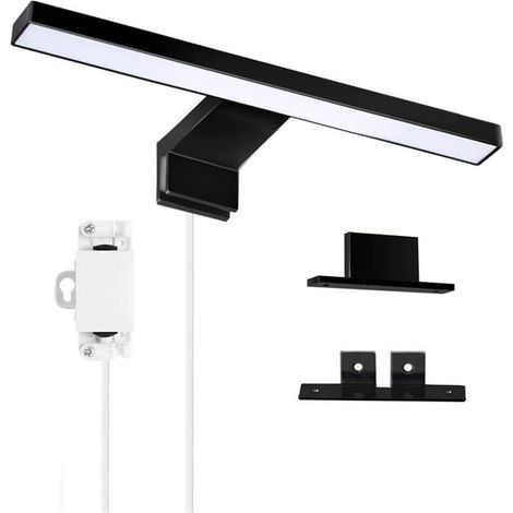 LED Lampe Miroir Salle de Bain Noire 5W 30cm 400lm, Applique Armoire Blanc Froid 6000K, Applique Murale en Saillie (300mm) - IP44 (1/5)