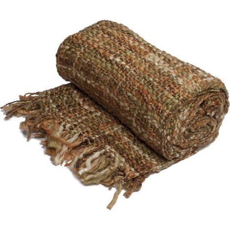 LICHEN - Plaid esprit tricot vert mousse 130x170