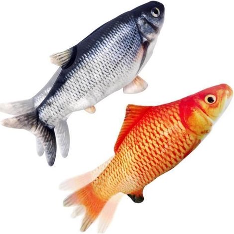 2pcs jouets de chat, jouet poisson pour chat, interactifs en peluche simulation poisson cataire jouets à mâcher, chat jouets drôles (1/4)