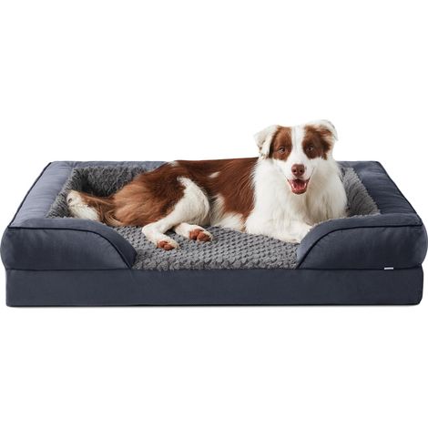 JOEJOY Letto ortopedico per cani di grandi dimensioni, letto per cani in memory foam con rivestimento sfoderabile e lavabile, cuscino con struttura a nido d'ape e fodera impermeabile, grigio scuro (1/5)