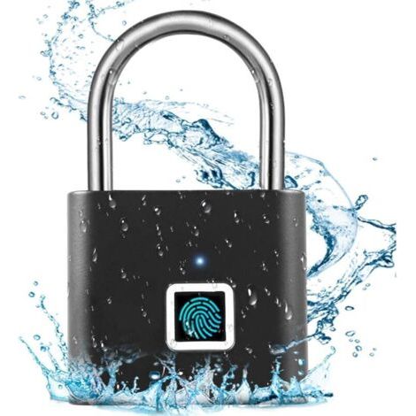 Pair Cadenas à empreintes digitales, chargement USB, sans clé, étanche IP54, petit cadenas avec empreintes digitales pour salle de gym, bureau, maison