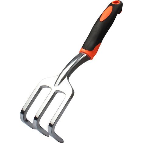 Rastrillo de mano pequeño, ergonómico y duradero para jardinería y deshierbe. (1/2)