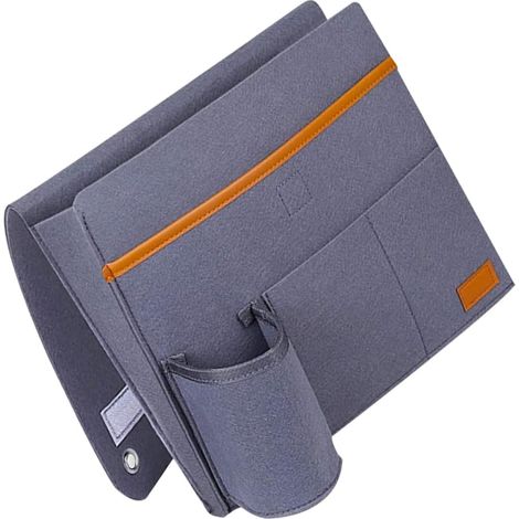 Organisateur D'accoudoir En Feutrine Gris Fumée, Pochette De Rangement Latérale Suspendue Multifonction, Pour Canapé Et Fauteuil Salon, Rangement Compartimenté Pratique