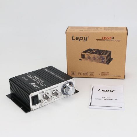 LepyV3S High-Power High-Fidelity Analog 12V Car/Home Use, Computer/MP3/HiFi Amplifier -- V3S Black Standalone Unit (1/3)