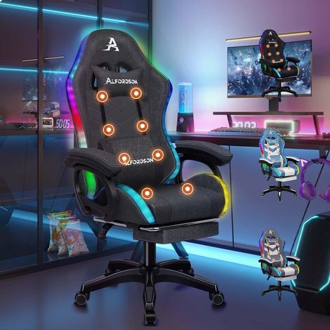 Ergonomischer Gamer Stuhl mit Massagefunktion und Lendenstütze Grau (1/5)