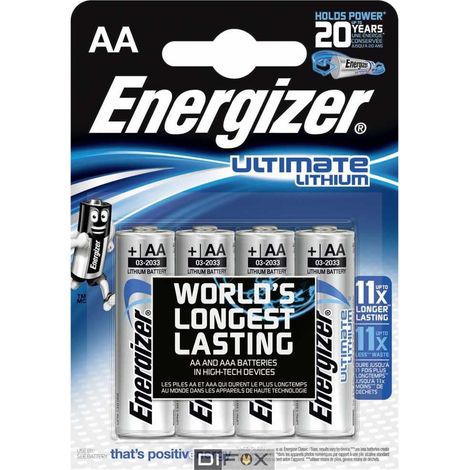 1x4 ENERGIZER Ultimate Lithium Mignon AA LR 6 1,5V assorted colours/4 Unité (Lot de 1)