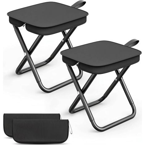 Lot de 2 Tabouret de Camping Pliants Portables,Siège de Camping Portable 30cm,Tabouret de Camping Pliable,Mini Chaise Pliante Portable