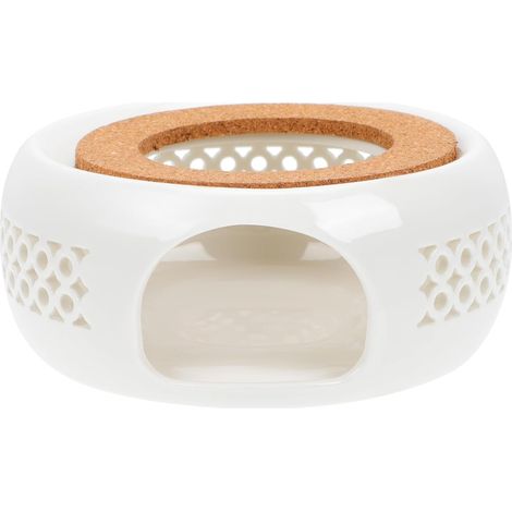 chauffante en céramique pour théière avec manche en bois