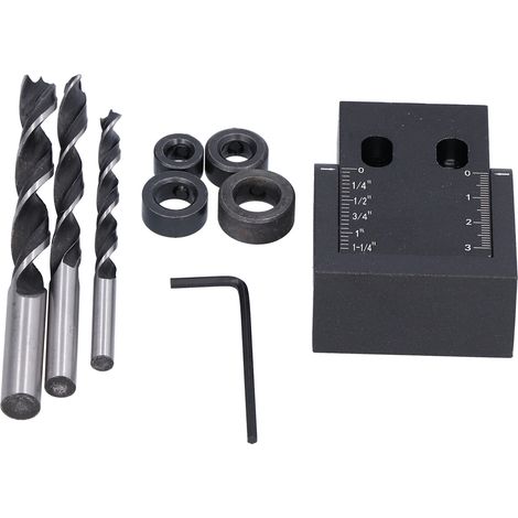 Kit de perçage 39 pièces avec guide d'angle pour assemblage bois, gabarit de perçage oblique