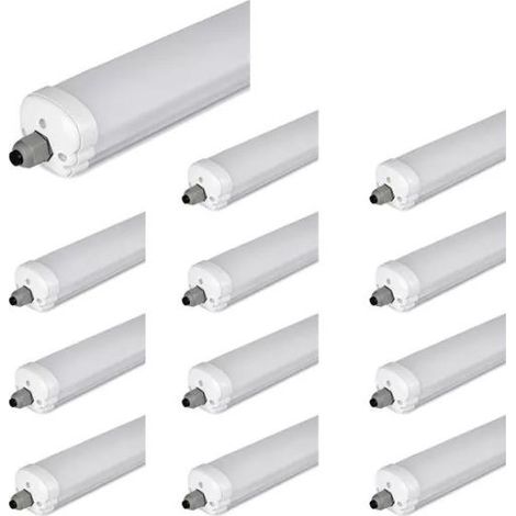 V-Tac – Lot de 12 réglettes LED étanches 150cm 48W 120lm/W IP65 – Résistantes à l'humidité et à la poussière – Économie d'énergie jusqu'à 60%