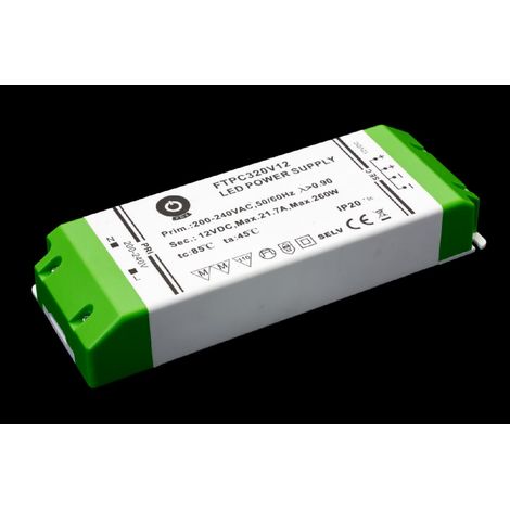 FTPC320V12: Alimentatore LED 12V/21.7A CV, custodia in plastica