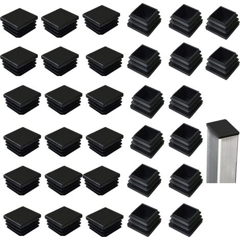 32 Stück Lamellenkappen für Vierkantrohre 40 x 40 mm, schwarze Kunststoffquadrate, quadratische Kappen für Metallprodukte/Stühle/Sofas/Tische NPTERBL