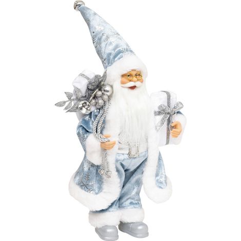 Père Noël en habit bleu fourrure blanche H 30 cm - Feeric Christmas (1/2)