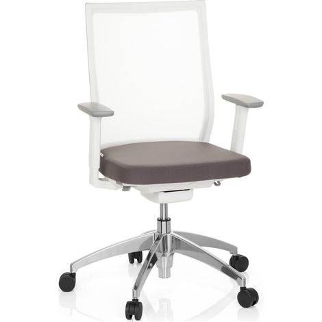 Chaise de Bureau Aspen Tissu/Filet Blanc/Gris Chaise pivotante Ergonomique Dos en Maille Auto-guérison réglable en Hauteur, Blanc/Gris, 106 x 63 x 55 cm (1/5)