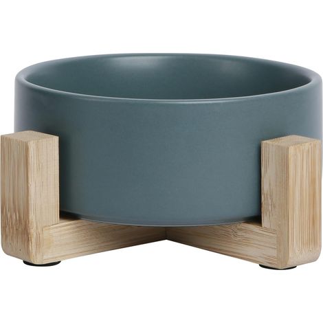 Gamelle Céramique Antidérapante avec Support en Bambou Écologique pour Animaux, Capacité 1800 ML, Design Élégant, Vert, Idéale pour Chiens et Chats, Modèle Bon Appetit