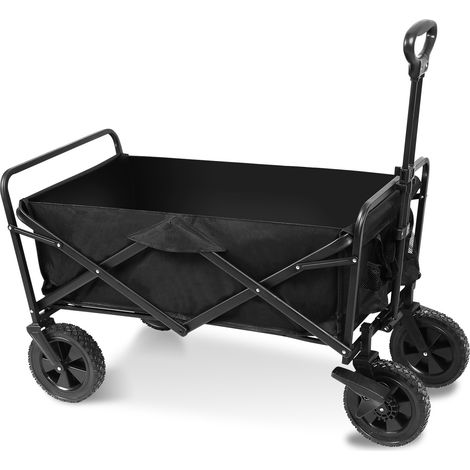 SWANEW Trolley pieghevole da trasporto Trolley da giardino da spiaggia Trolley sportivo robusto nero 96 L (1/5)