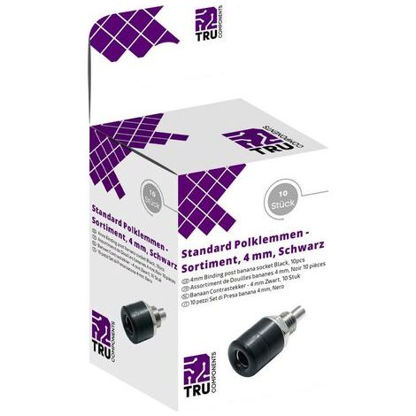 TRU COMPONENTS Assortiment de connecteurs de test embase femelle, verticale noir 10 pc(s) Q246182 (1/5)