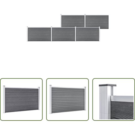 vidaXL Clôture modulaire - Clôture de jardin WPC 872x106 cm Gris (1/5)