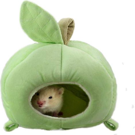 Maison Pour Animal De Compagnie - Maison En Forme De Fruit Pour Hamster Cobaye Hérisson Chinchilla - Coton Et Peluche - Vert Rose - 1 Pièce (1/5)