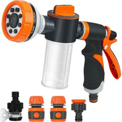 Pistolet d'arrosage, pulvérisateur, 8 modes d'arrosage, 4 interfaces pour lavage de voiture, jardins, plantes et animaux. (1/5)