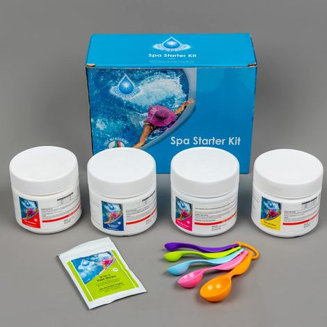 BLUE SPARKLE Chemical Starter Kit for Hot tub Spa Swimming Pool Water Cleaning Treatment Set for SPA (Includes Chlorine, pH Minus (1/5)
