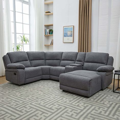 DUBLIN 4 SEATER FABRIC CORNER RECLINER SOFA (1/5)