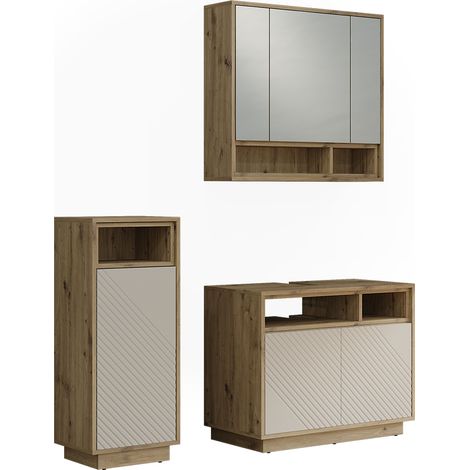 conjunto de muebles de baño Beatrice, Cachemira/Roble artesanal,, Vicco