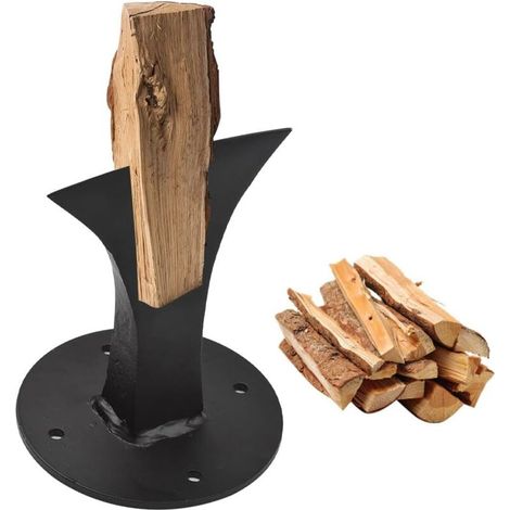 Holzspalter, Brennholzspalter, manueller Holzspalter mit 4 Schrauben, Holzspaltwerkzeug für kleine Holzöfen/Kamine, Schwarz